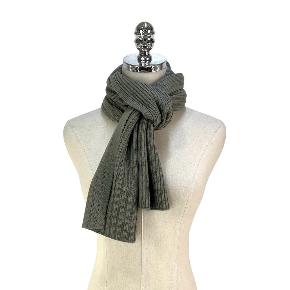 Allsaints Ribbed Knit Scarf Serepentine Green Rectangular